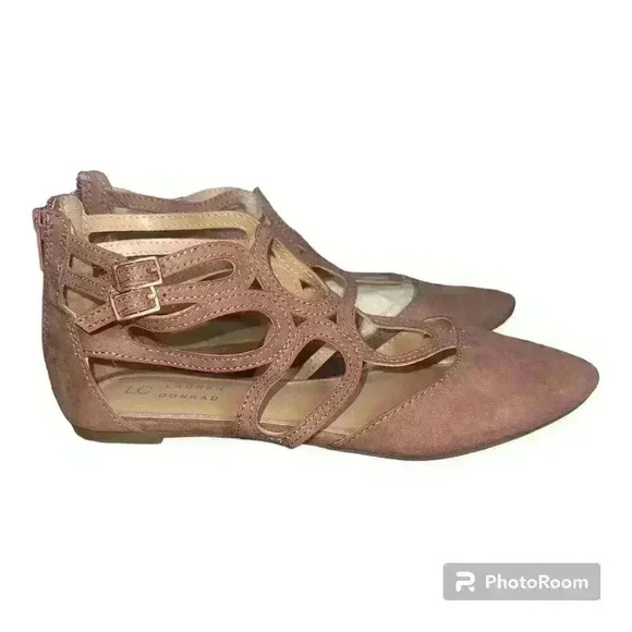 Lauren Conrad Mauve Strappy Pointed Toe Flat Shoes, Size 9 - Picture 4 of 5